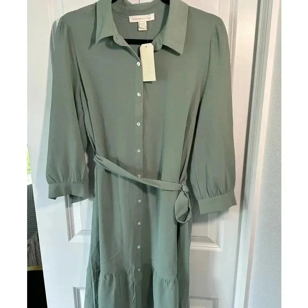 NWT | Monteau Los Angeles | M | Anthro Brand | Sage Green Dress |